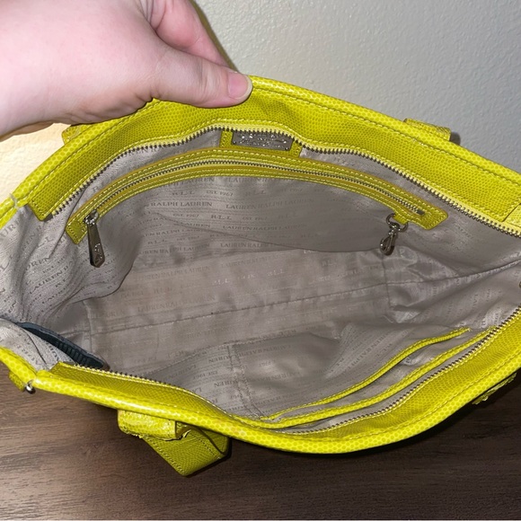 Ralph Lauren Chartreuse Leather Shoulder Bag - Picture 3 of 4